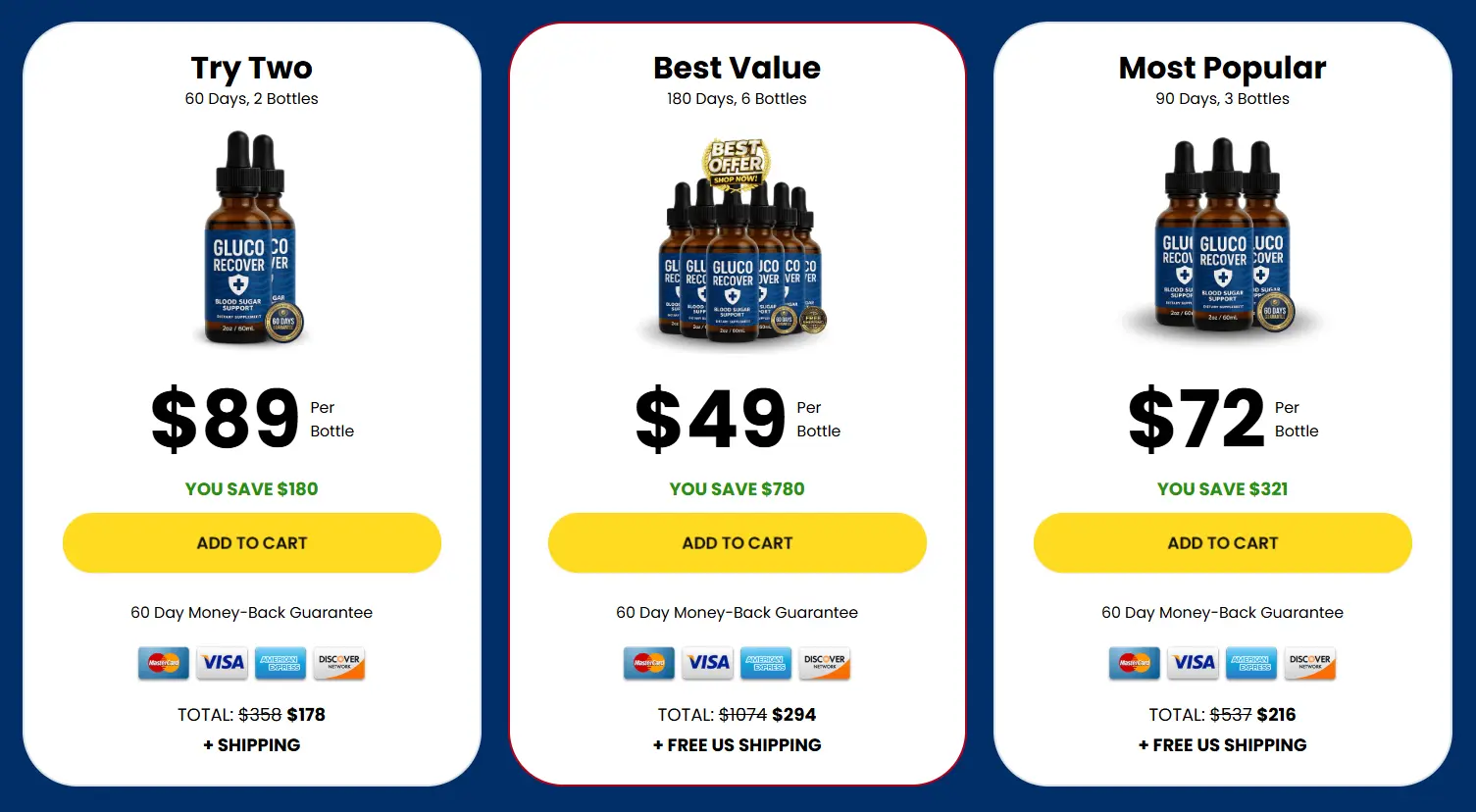 GlucoRecover Pricing Screenshot
